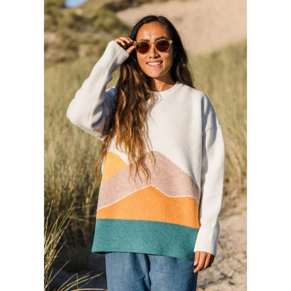 Passenger Skyline Mountain Vista Oversized Knit Jumper Sweater Boho Cozy Size S